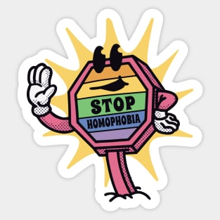 Stop Homophobia // Retro Cartoon LGBTQ Equal Rights Sticker